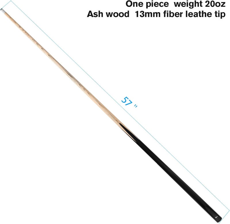 HMQQ 58" One Piece Pool Cue Stick with 13MM Leather Tip, Weight 20OZ Billiards Cue Stick, Pool Stick Set of 4/ Set of 6/ Set of 8 (Black&Natural Wood Color) - Image 1